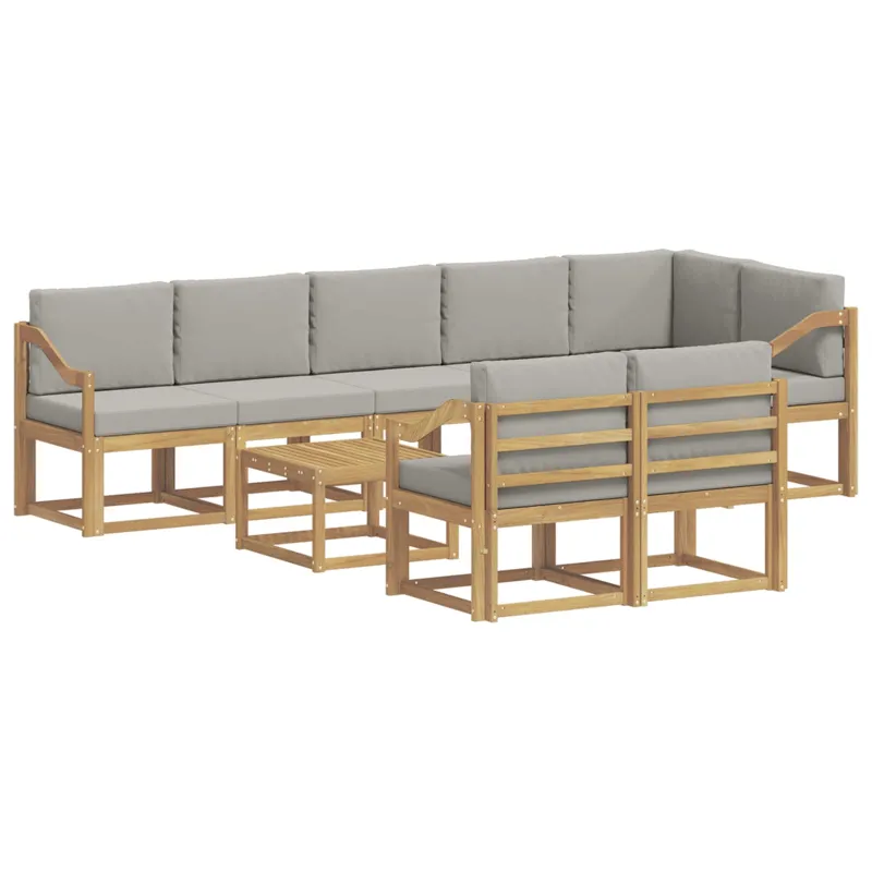 Lauko sofos komplektas su pagalve 9 pcs Balta ir šviesiai pilka