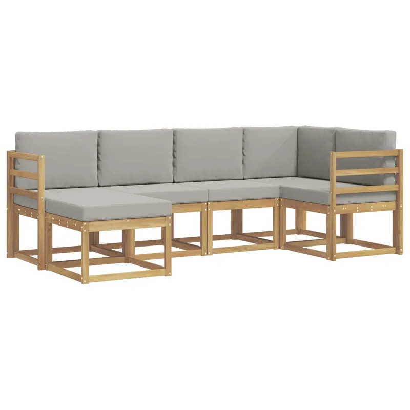 Lauko sofos komplektas su pagalve 6 pcs Balta ir šviesiai pilka