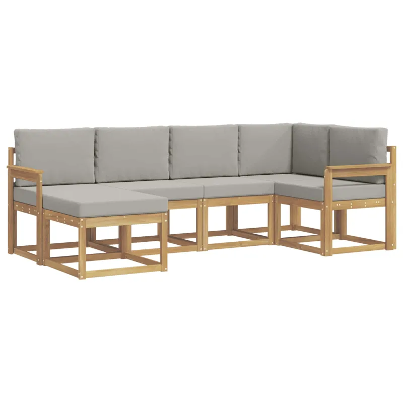 Lauko sofos komplektas 6 pcs Balta ir šviesiai pilka