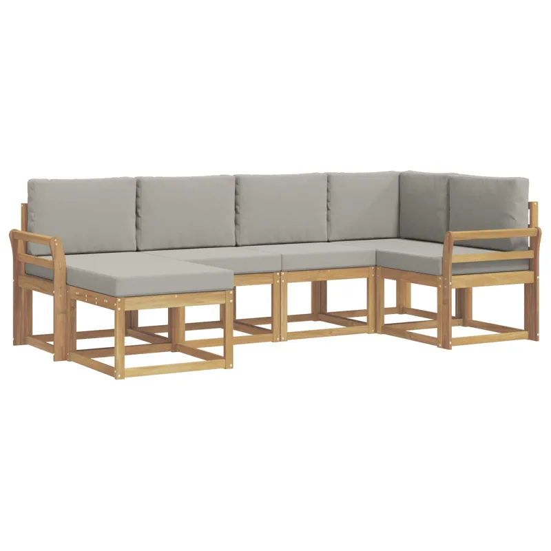 Lauko sofos komplektas 6 pcs Balta ir šviesiai pilka