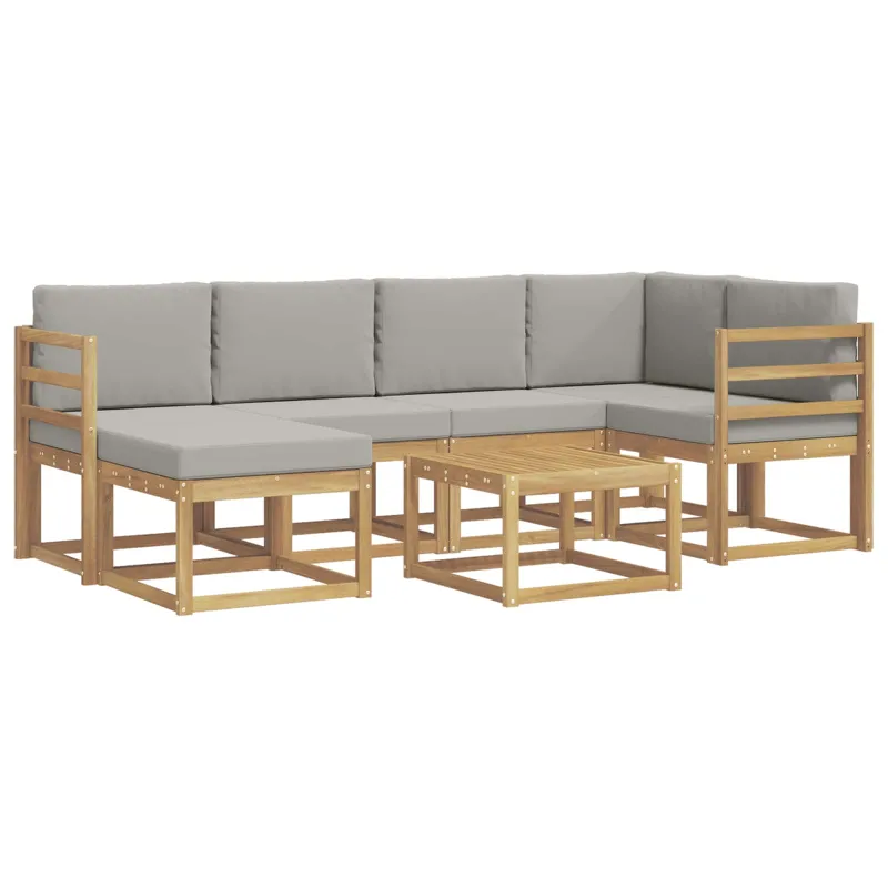 Lauko sofos komplektas su pagalve 7 pcs Balta ir šviesiai pilka