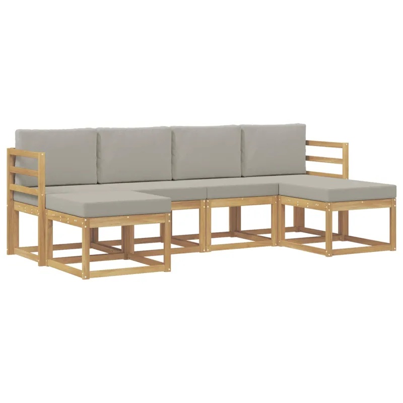 Lauko sofos komplektas su pagalve 6 pcs Balta ir šviesiai pilka