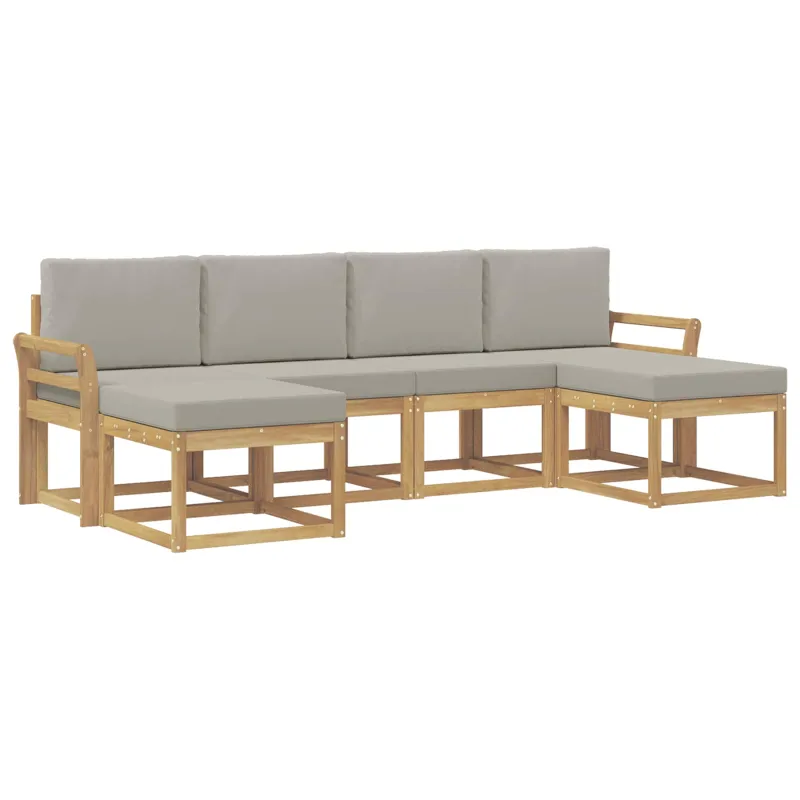 Lauko sofos komplektas su pagalve 6 pcs Balta ir šviesiai pilka