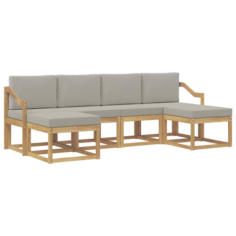 Lauko sofos komplektas su pagalve 6 pcs Balta ir šviesiai pilka