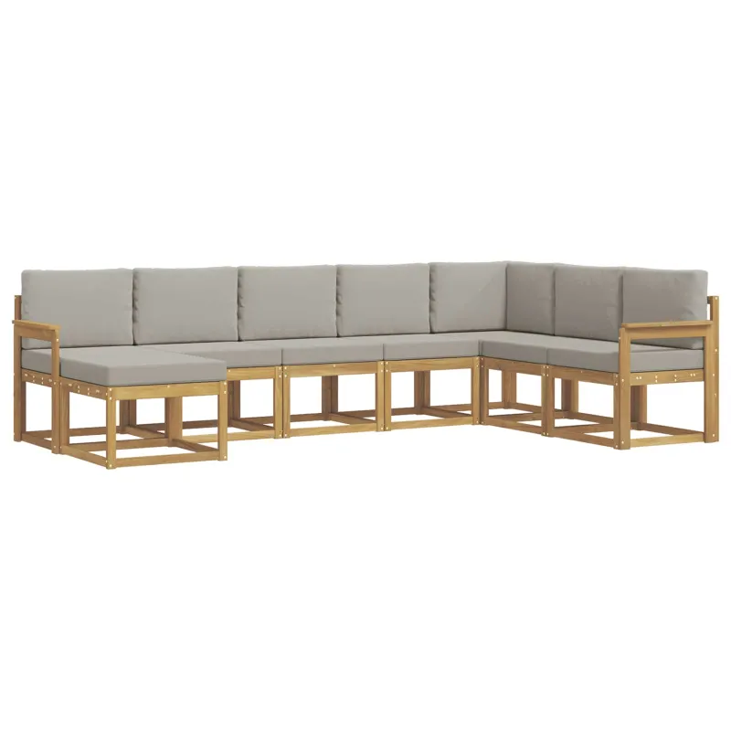 Lauko sofos komplektas su pagalve 8 pcs Balta ir šviesiai pilka