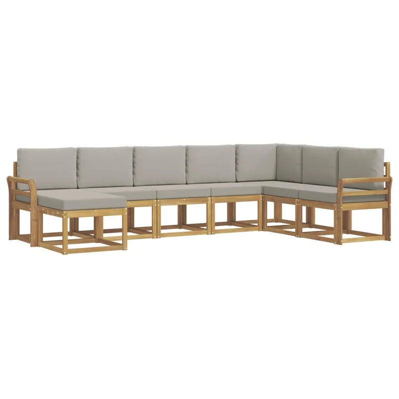 Lauko sofos komplektas su pagalve 8 pcs Balta ir šviesiai pilka