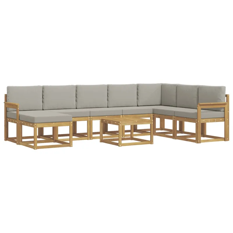 Lauko sofos komplektas su pagalve 9 pcs Balta ir šviesiai pilka