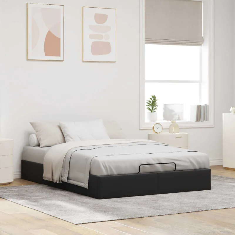 Otomano lovos rėmas Juoda 153 x 203 cm Aksomas