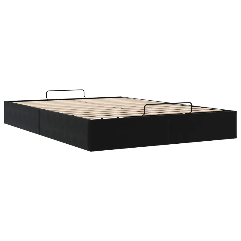 Otomano lovos rėmas Juoda 153 x 203 cm Aksomas