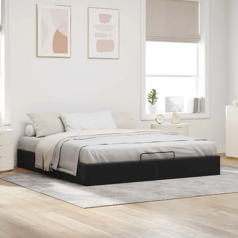 Otomano lovos rėmas Juoda King size Aksomas