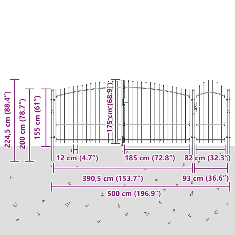 Sodo vartai su užraktu Woerden Pilka 175 x 500 cm Plienas