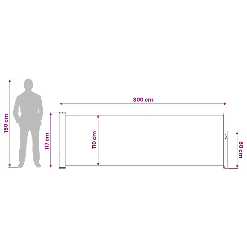 Ištraukiama šoninė užuolaida Smėlio 300 x 120 cm Poliesteris