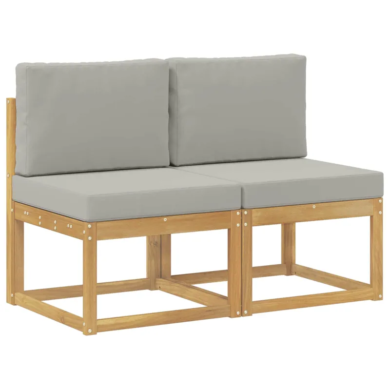 2 Vienetas Lauko Vidurinis Sofa Kietos akacijos mediena Balta