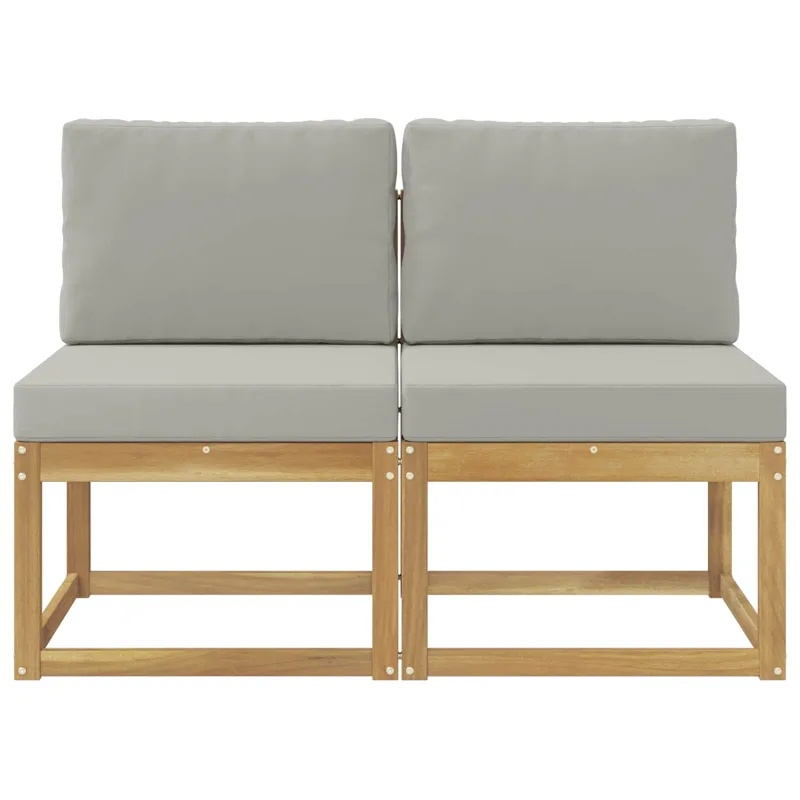 2 Vienetas Lauko Vidurinis Sofa Kietos akacijos mediena Balta