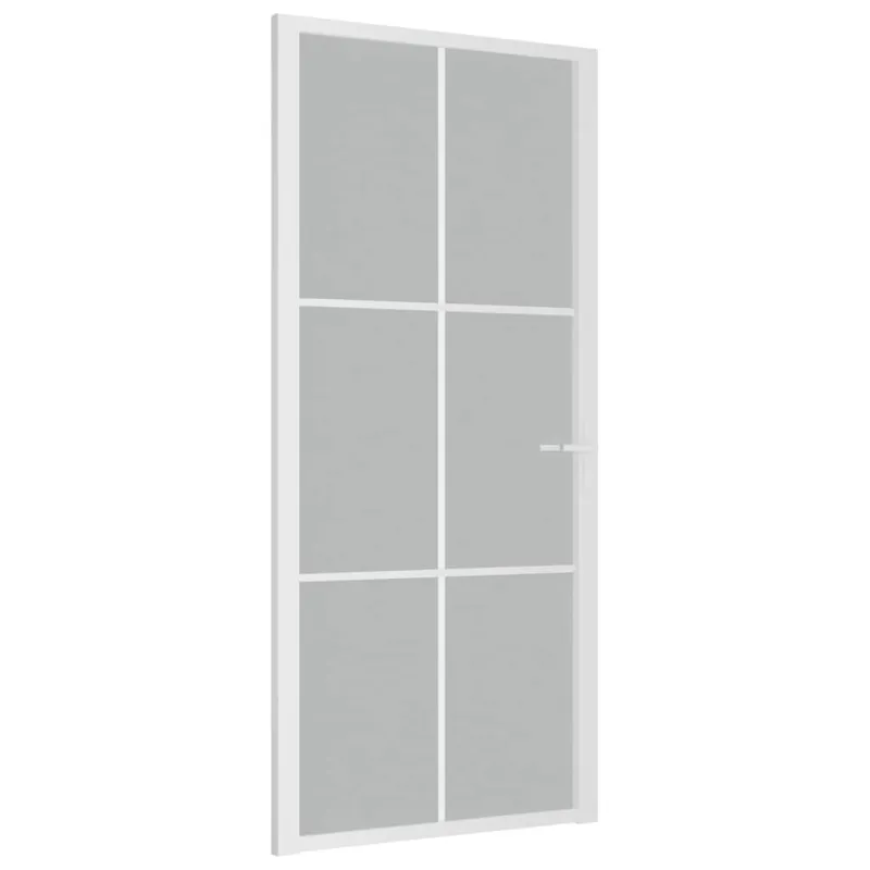 Vidaus durys, baltos, 93x201,5cm, matinis stiklas ir aliuminis
