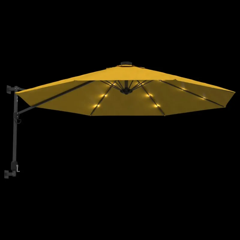 Prie sienos montuojamas skėtis su LED, geltonas, 290cm