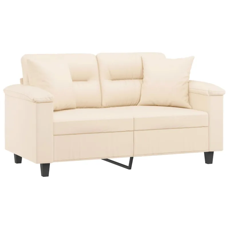 Dvivietė sofa su pagalvėmis, smėlio, 120cm, audinys