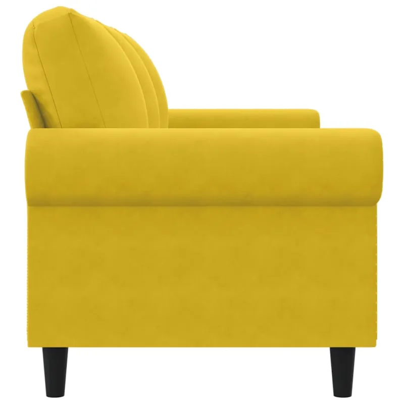 Trivietė sofa, geltonos spalvos, 180cm, aksomas