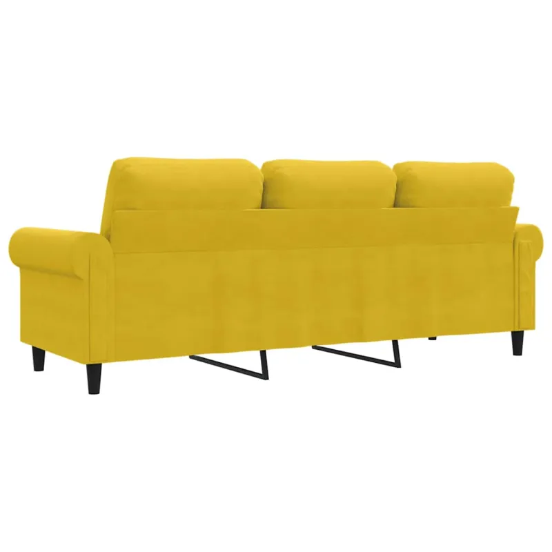Trivietė sofa, geltonos spalvos, 180cm, aksomas