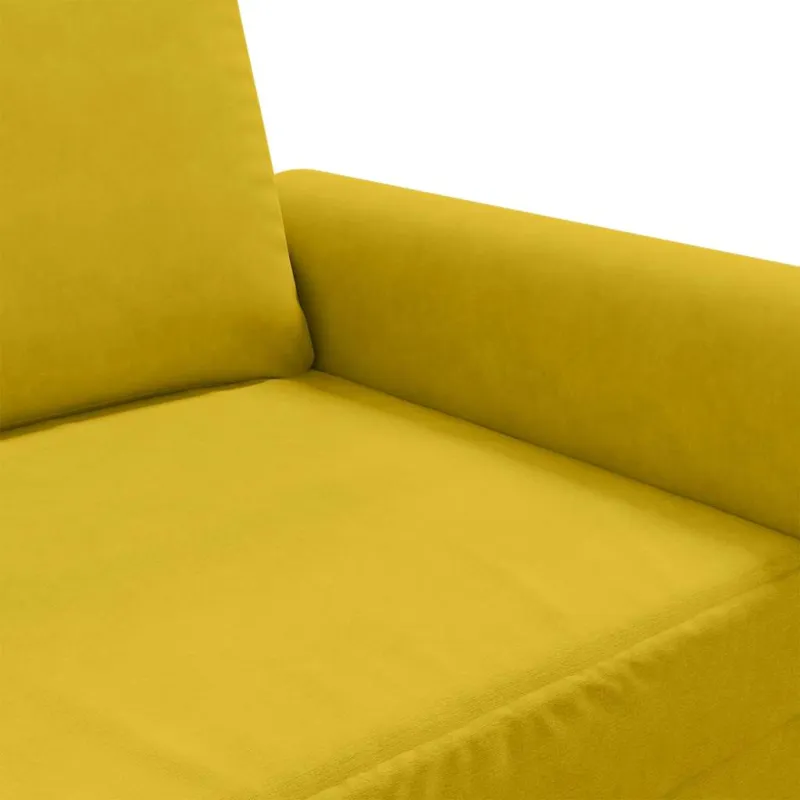 Trivietė sofa, geltonos spalvos, 180cm, aksomas