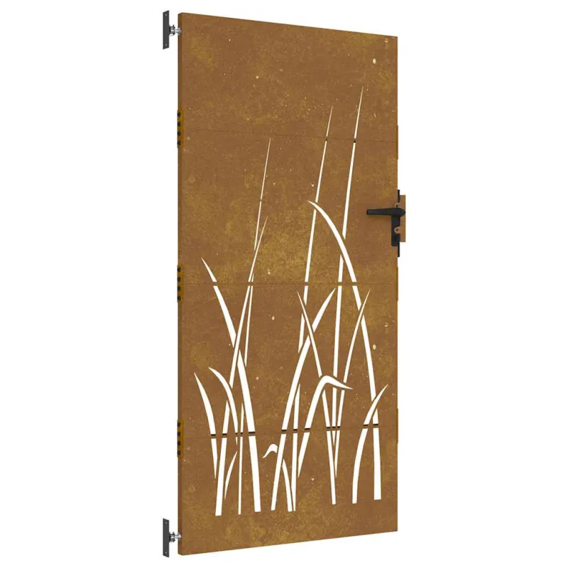 Sodo vartai, 85x200 cm, Corten plienas, žolės raštas