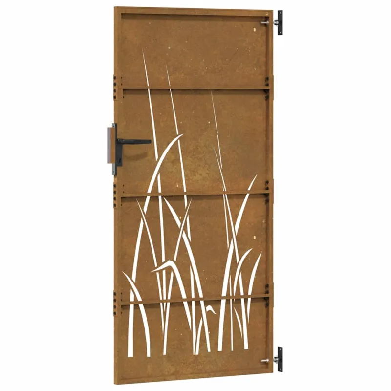Sodo vartai, 85x200 cm, Corten plienas, žolės raštas