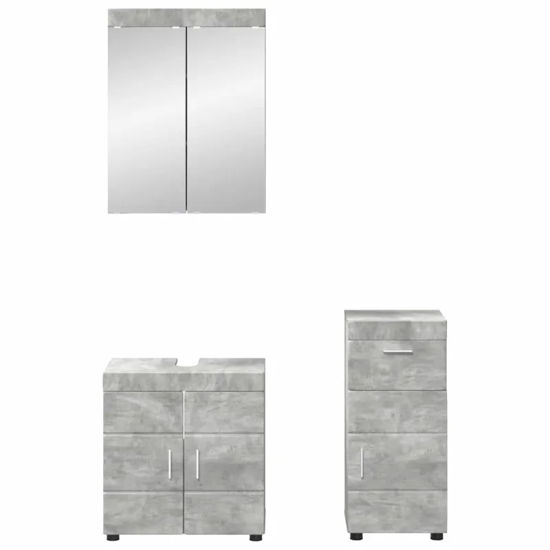 Vonios baldų rinkinys TULUM 3 pcs Betono pilka 60 x 34 x 63 cm
