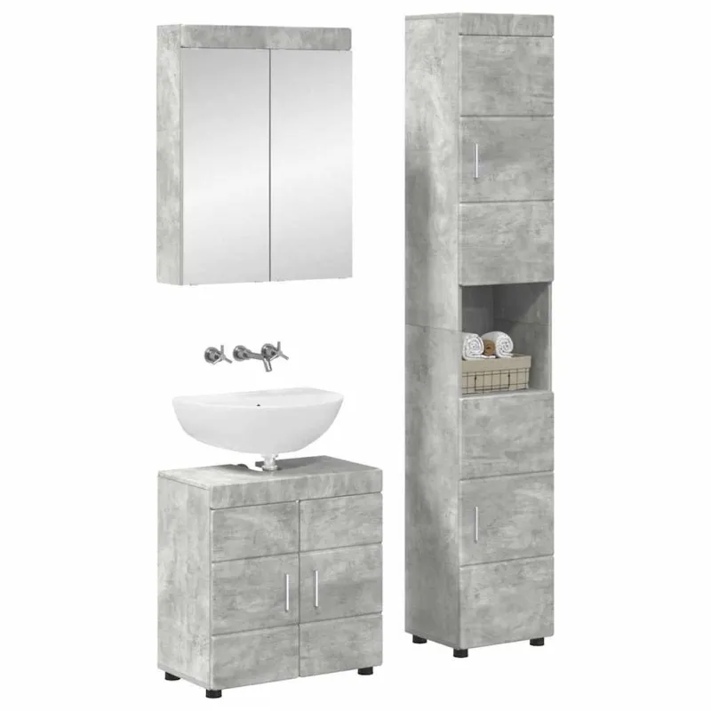 Vonios baldų rinkinys TULUM 3 pcs Betono pilka 60 x 34 x 63 cm