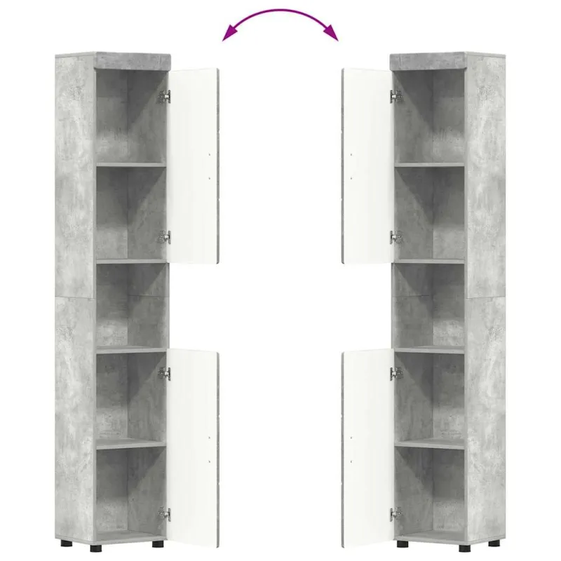 Vonios baldų rinkinys TULUM 3 pcs Betono pilka 60 x 34 x 63 cm