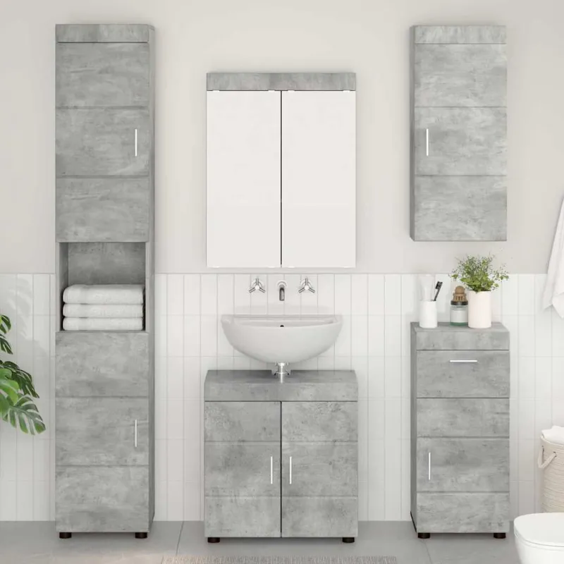 Vonios baldų rinkinys TULUM 5 pcs Betono pilka 60 x 34 x 63 cm