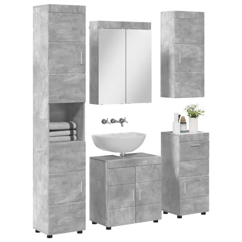 Vonios baldų rinkinys TULUM 5 pcs Betono pilka 60 x 34 x 63 cm