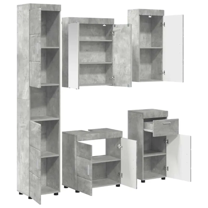 Vonios baldų rinkinys TULUM 5 pcs Betono pilka 60 x 34 x 63 cm