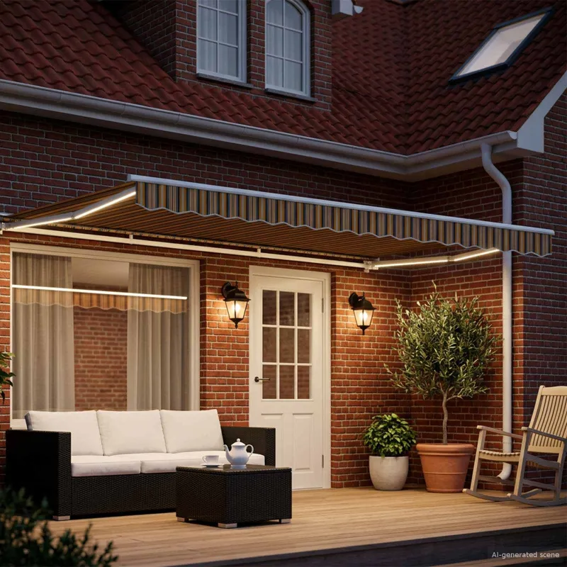Rankinis markizės rėmas su LED 5 × 3,5 m