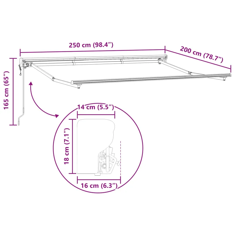Elektrinė ištraukiama pavėsinė Balta 2,5 x 2 m