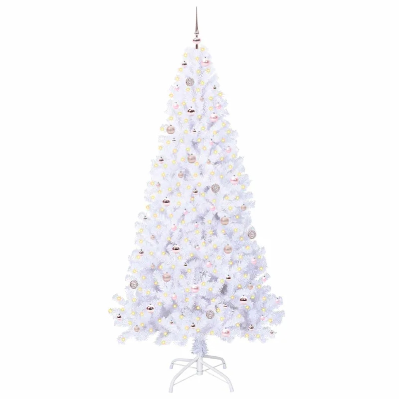 Dirbtinė Kalėdų eglutė su 300 LED Balta 240 cm PVC ir Plienas