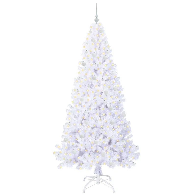 Dirbtinė Kalėdų eglutė su 300 LED Balta 240 cm PVC ir Plienas