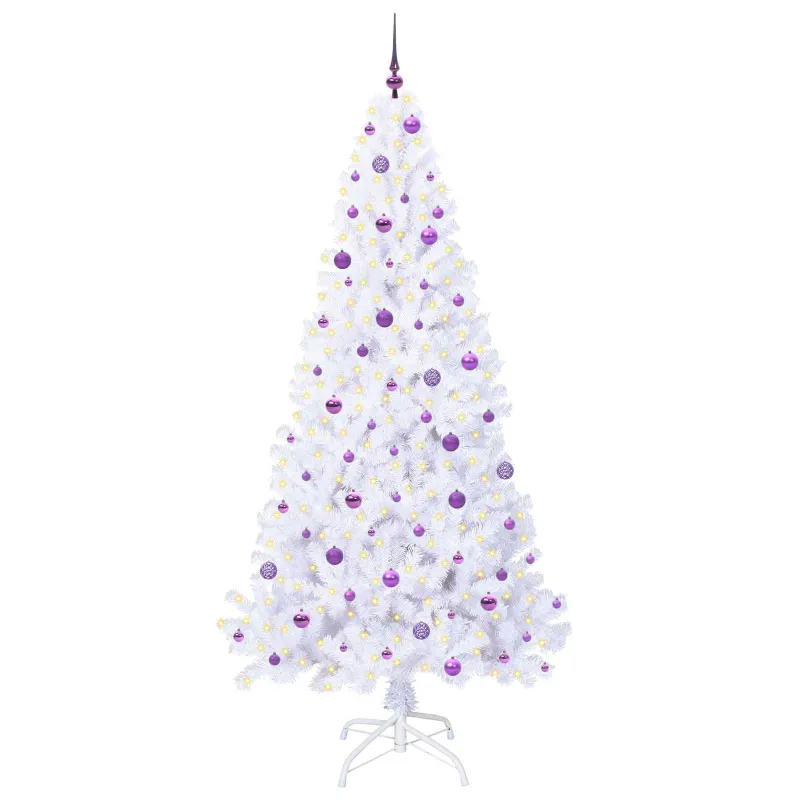 Dirbtinė Kalėdų eglutė su 300 LED Balta 240 cm PVC ir Plienas