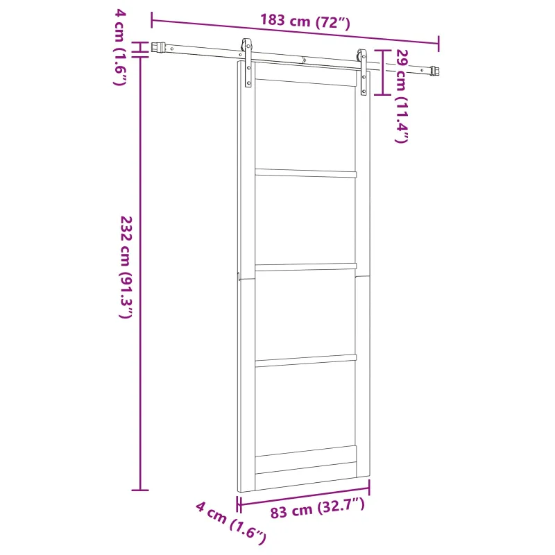Slankios durys Natūrali ir Balta 83 x 232 cm