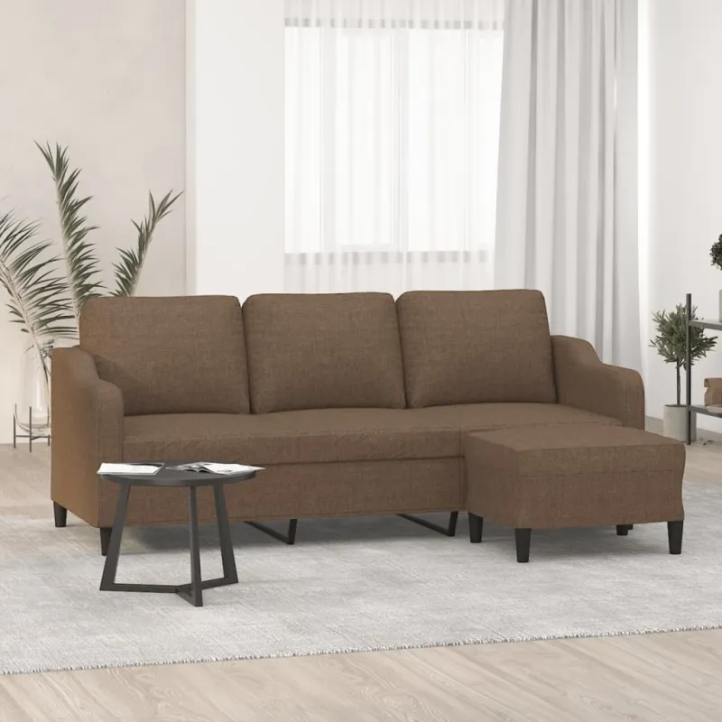 Trivietė sofa su pakoja, rudos spalvos, 180cm, audinys