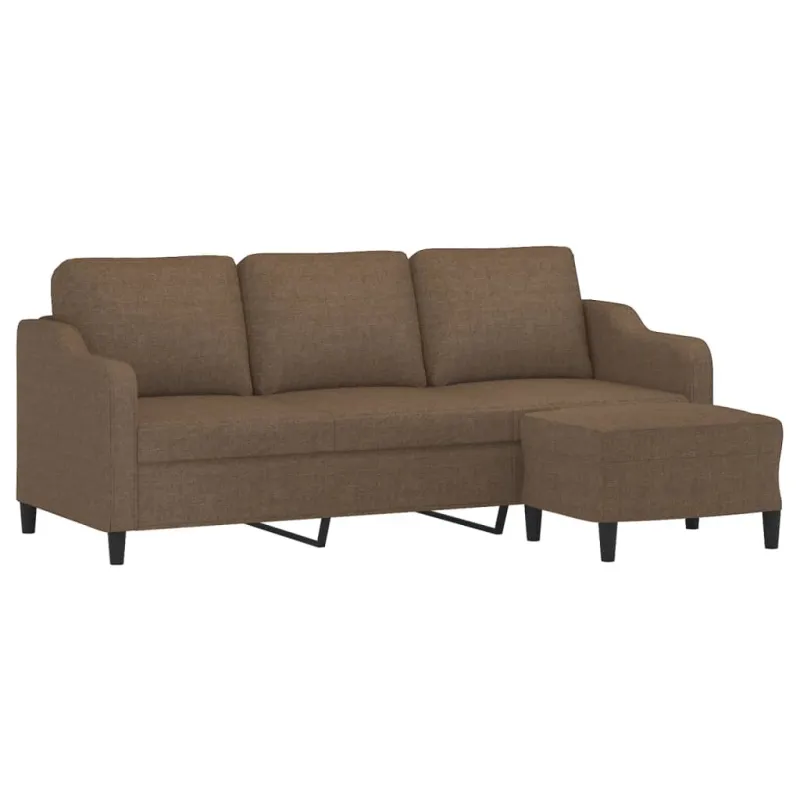 Trivietė sofa su pakoja, rudos spalvos, 180cm, audinys