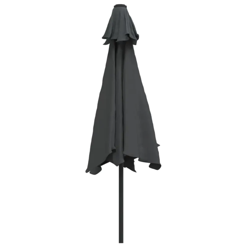 Lauko skėtis su LED ir plieniniu stulpu, antracito, 300cm