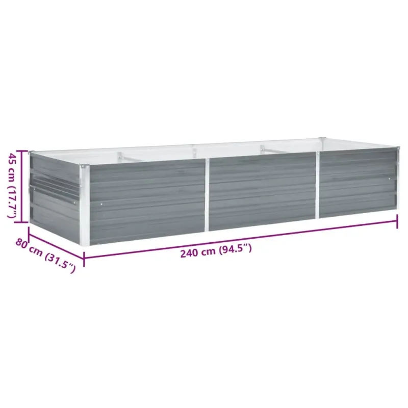 Lovelis, pilkas, galvanizuotas plienas, 240x80x45cm