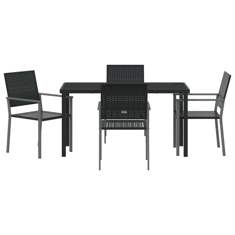 Sodo valgomojo komplektas 5 pcs Juoda PE ratanas