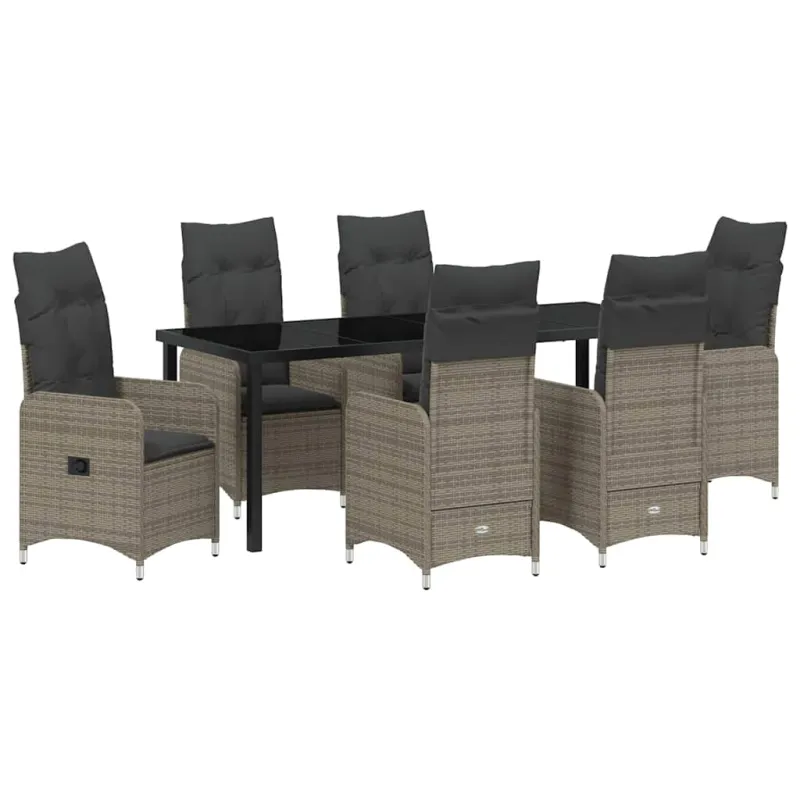 Sodo valgomojo komplektas 7 pcs Pilka poliratanas