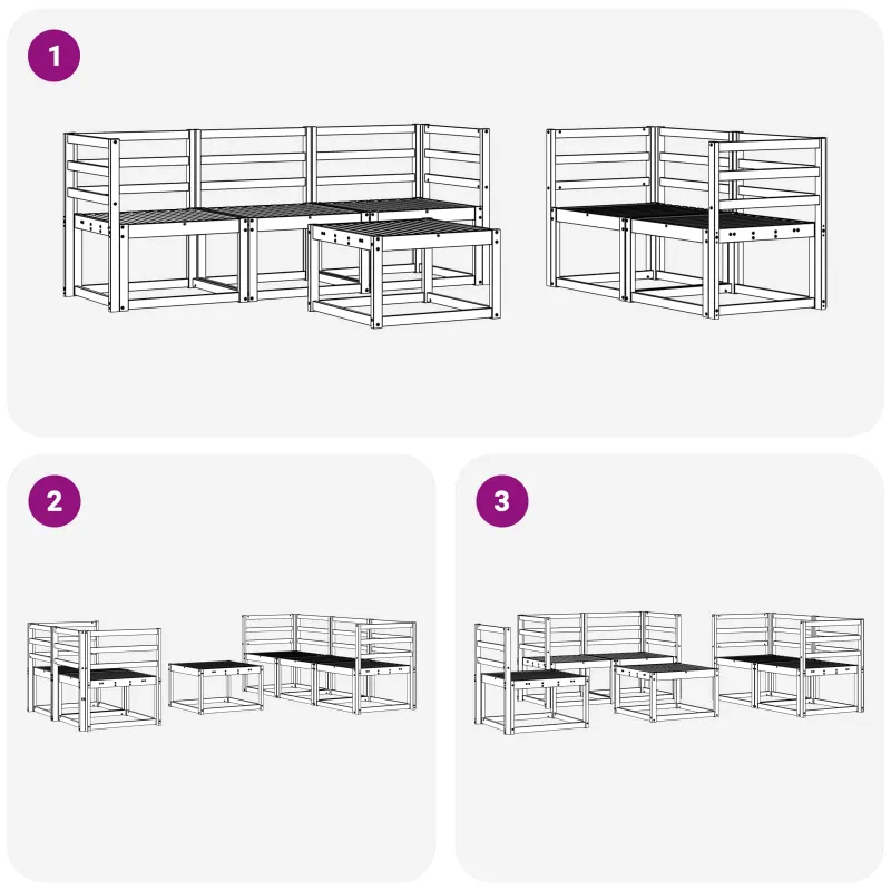 Lauko sofos komplektas 6 pcs Balta 59 x 59 x 37 cm