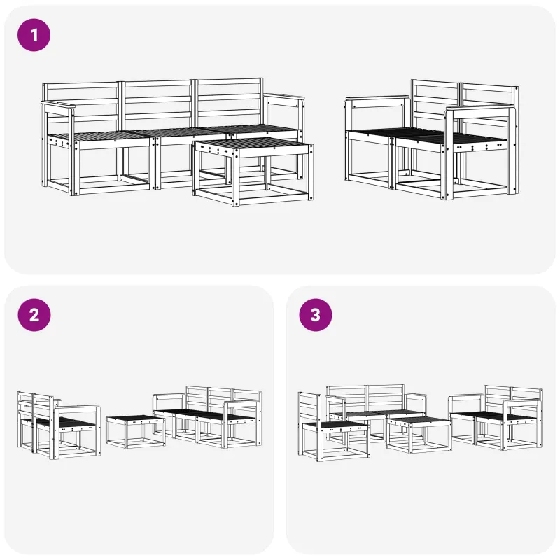 Lauko sofos komplektas 6 pcs Balta 59 x 59 x 37 cm