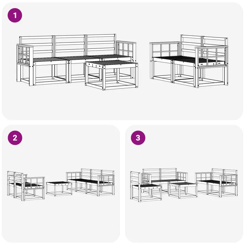 Lauko sofos komplektas 6 pcs Balta 59 x 59 x 37 cm