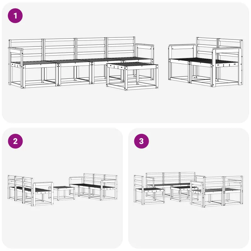 Lauko sofos komplektas 7 pcs Balta 59 x 59 x 37 cm
