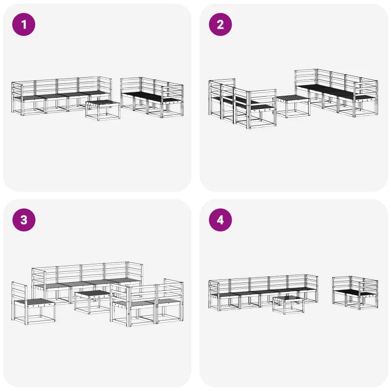 Lauko sofos komplektas 8 pcs Balta 59 x 59 x 37 cm