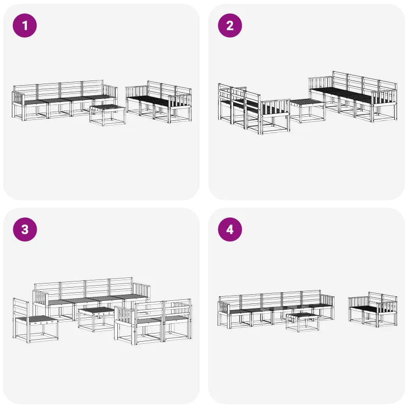 Lauko sofos komplektas 8 pcs Balta 59 x 59 x 37 cm